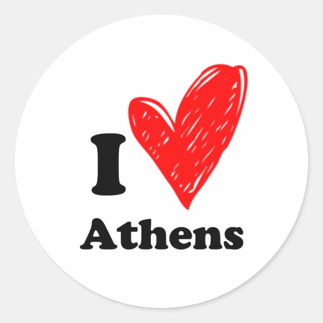 I love Athens Classic Round Sticker (Front)