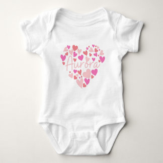 I love Aurora hearts in pink Baby Bodysuit