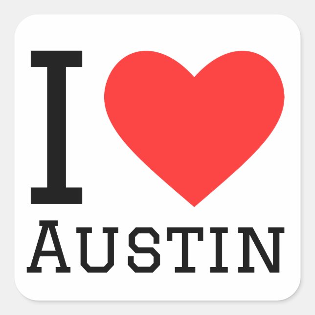 I love Austin  Square Sticker (Front)