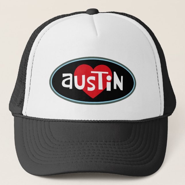 I Love Austin Trucker Hat (Front)