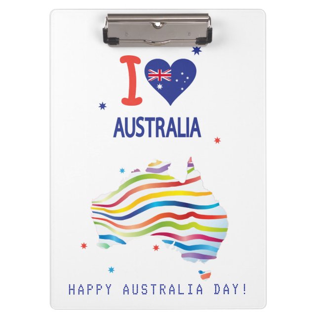 "I LOVE AUSTRALIA" Australia Day 26th January Clipboard (Front)