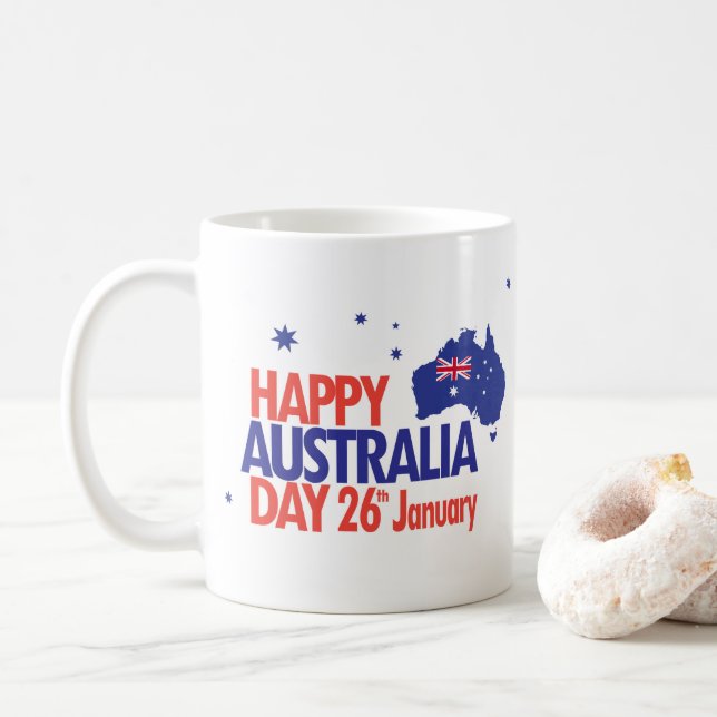 "I LOVE AUSTRALIA" Australia Day 26th January Coffee Mug (With Donut)