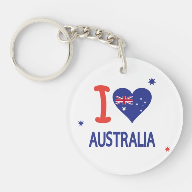 "I LOVE AUSTRALIA" Australia Day 26th January Key Ring (Front)