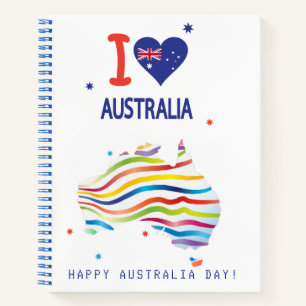 "I LOVE AUSTRALIA" Australia Day 26th January Notebook