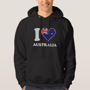 I Love Australia Australian Flag Heart Hoodie