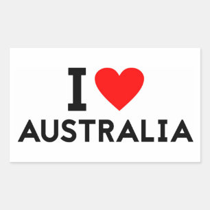 i love Australia country nation heart symbol text Rectangular Sticker