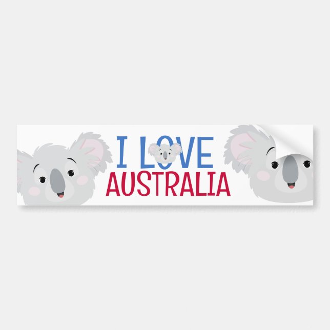 I Love Australia Grey Koala Bear  Bumper Sticker (Front)
