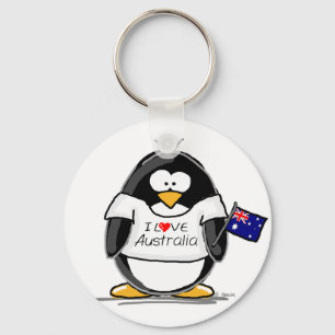 I Love Australia Penguin Key Ring