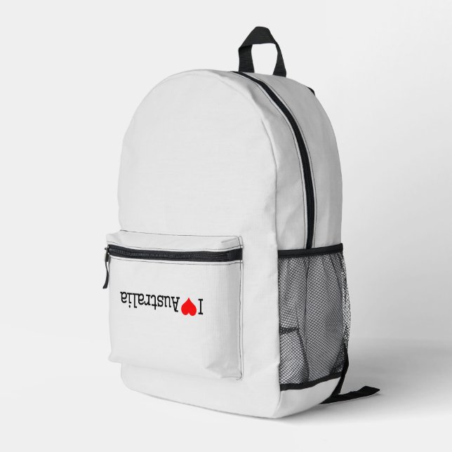 I Love Australia Printed Backpack (Back Corner Right)