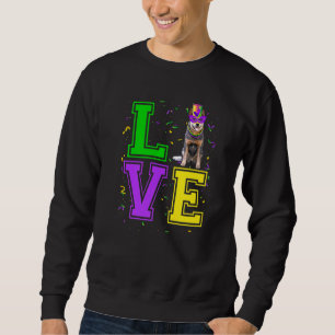 I Love Australian Cattle Dog Mardi Gras Beads Mask Sweatshirt