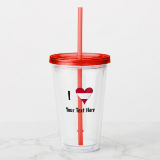 I Love (Austrian Flag Heart) Personalised Acrylic Tumbler