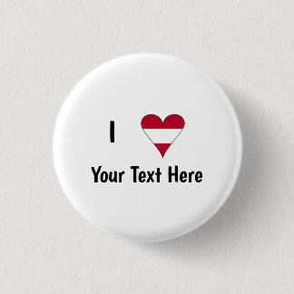 I Love (Austrian Flag Heart) Personalized 3 Cm Round Badge