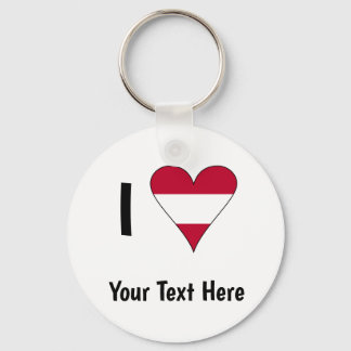 I Love (Austrian Flag Heart) Personalized Key Ring