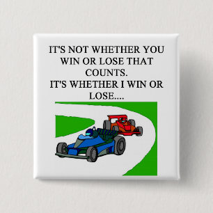 i love auto raing 15 cm square badge