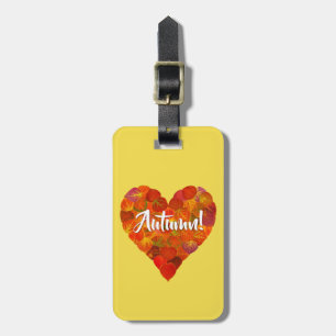 I Love Autumn, Bold—Red Aspen Leaf Heart 1 Luggage Tag