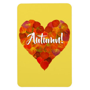 I Love Autumn, Bold—Red Aspen Leaf Heart 1 Magnet