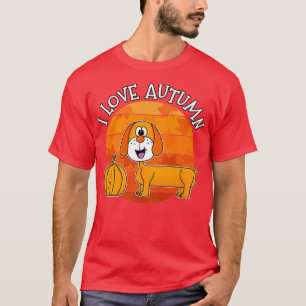 I Love Autumn, Dachshund Fall Dog Thanksgiving T-Shirt