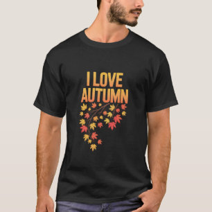 I Love Autumn Leaf Pattern Seasonal Vibes T-Shirt
