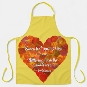 I Love Autumn—Red Aspen Leaf Heart 1, Brontë Quote Apron