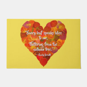 I Love Autumn—Red Aspen Leaf Heart 1, Brontë Quote Doormat