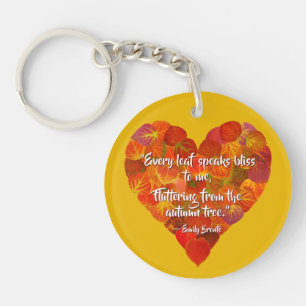 I Love Autumn—Red Aspen Leaf Heart 1, Brontë Quote Key Ring