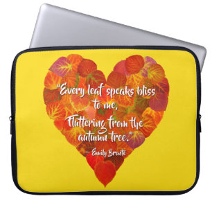 I Love Autumn—Red Aspen Leaf Heart 1, Brontë Quote Laptop Sleeve