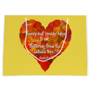 I Love Autumn—Red Aspen Leaf Heart 1, Brontë Quote Large Gift Bag