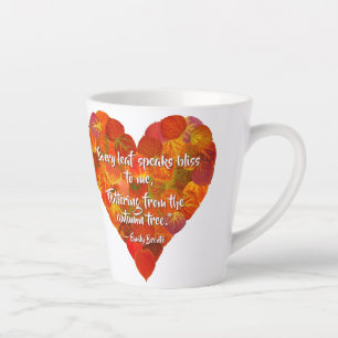 I Love Autumn—Red Aspen Leaf Heart 1, Brontë Quote Latte Mug