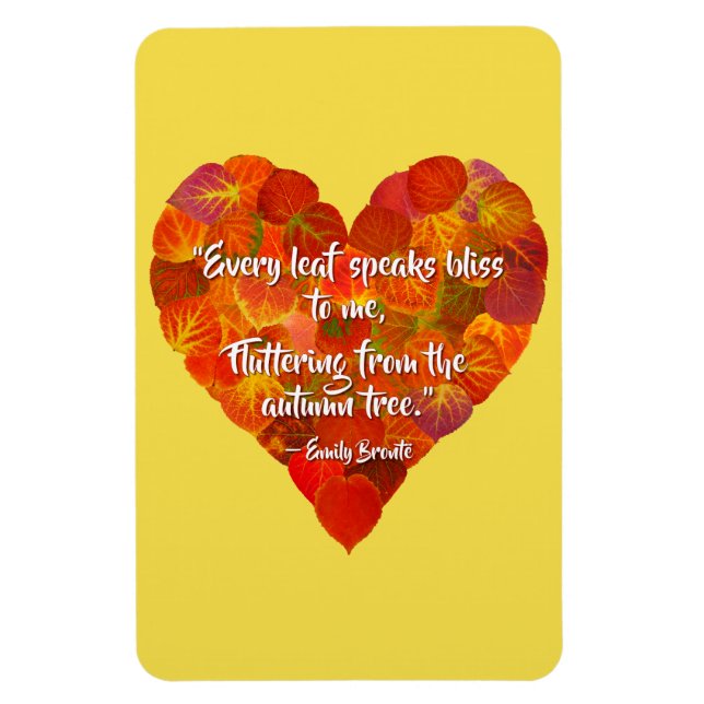 I Love Autumn—Red Aspen Leaf Heart 1, Brontë Quote Magnet (Vertical)