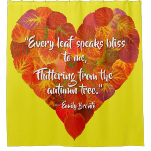 I Love Autumn—Red Aspen Leaf Heart 1, Brontë Quote Shower Curtain