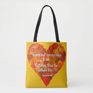 I Love Autumn—Red Aspen Leaf Heart 1, Brontë Quote Tote Bag