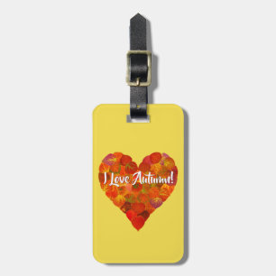 I Love Autumn!—Red Aspen Leaf Heart 1 Luggage Tag