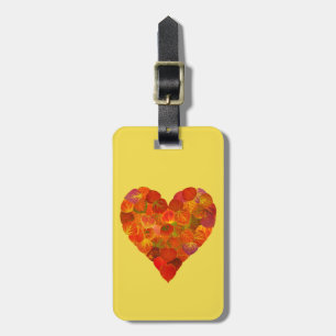 I Love Autumn, Subtle—Red Aspen Leaf Heart 1 Luggage Tag