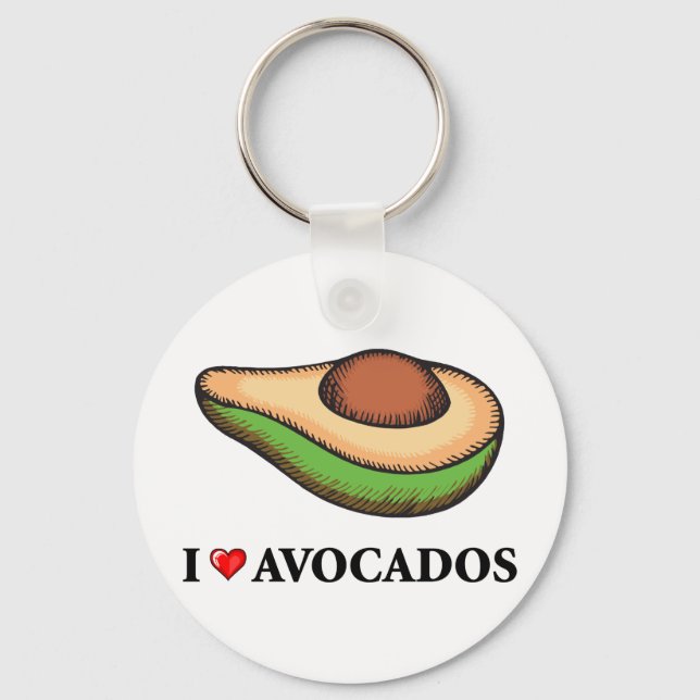 I Love Avocados Key Ring (Front)