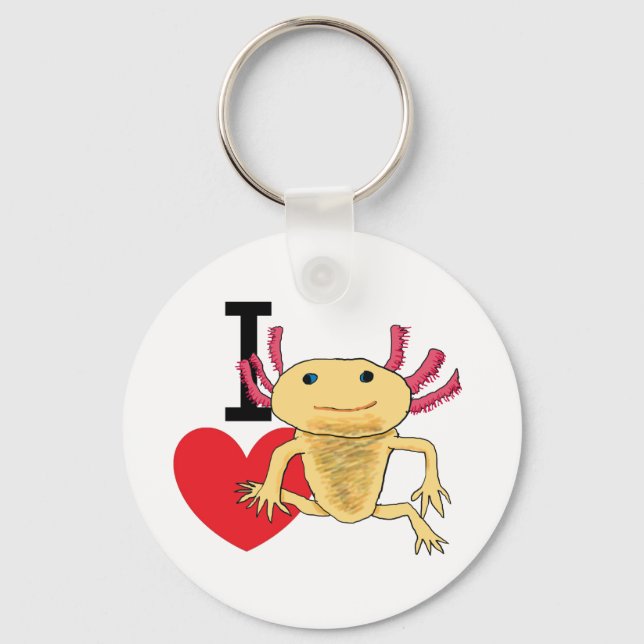 I Love Axolotls Key Ring (Front)