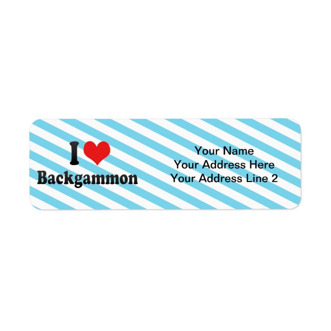 I Love Backgammon Return Address Label (Front)