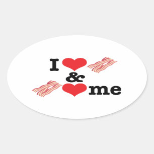I Love Bacon and Bacon Loves Me back Oval Sticker