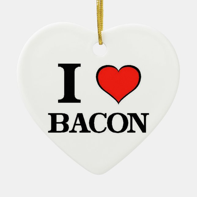 I Love Bacon Ceramic Tree Decoration (Front)