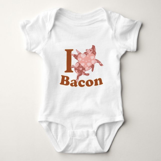 I LOVE BACON flying pig Baby Bodysuit (Front)