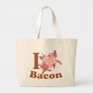 I LOVE BACON flying pig Large Tote Bag