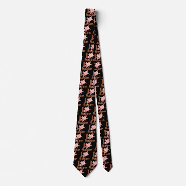 I LOVE BACON flying pig Tie (Front)