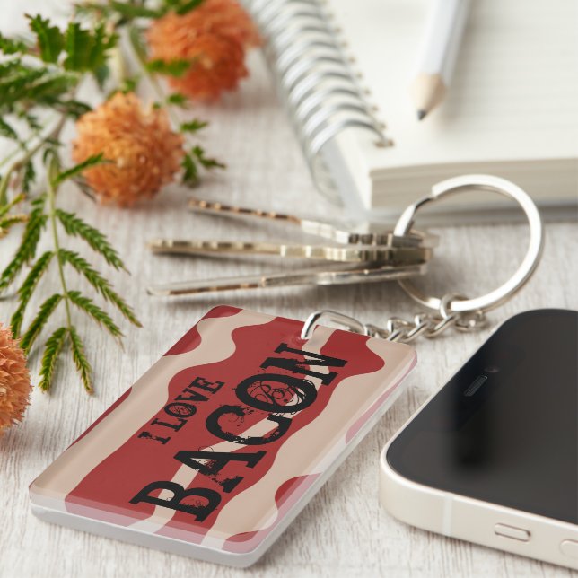 I love bacon keychain for pork meat lover (Front Right)