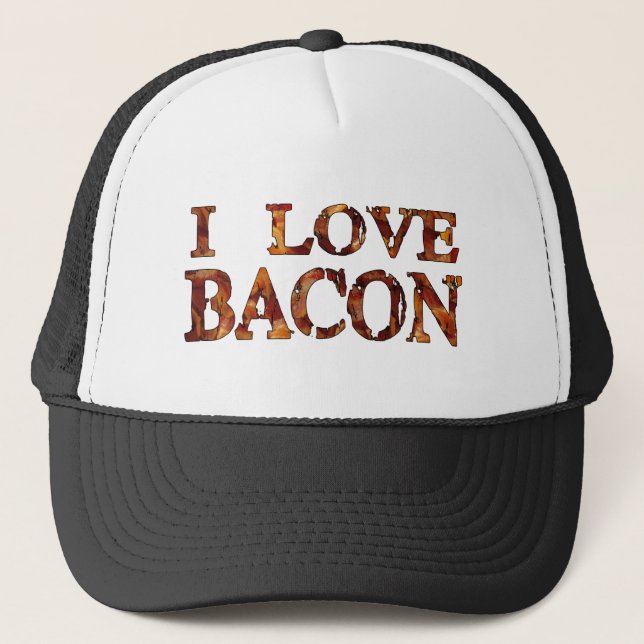 I love bacon trucker hat (Front)