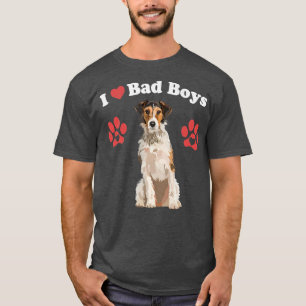 I LOVE BAD BOYS Funny Male Fox Terrier Puppy Dog M T-Shirt