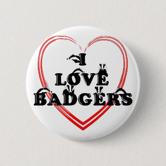 I love badgers Heart 6 Cm Round Badge
