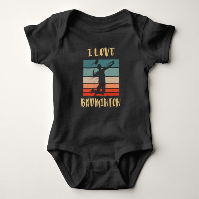 I Love Badminton Jump Smash Baby Bodysuit (Front)