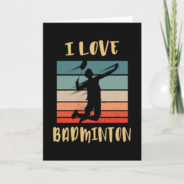 I Love Badminton Jump Smash Card (Front)