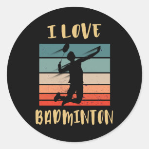 I Love Badminton Jump Smash Classic Round Sticker