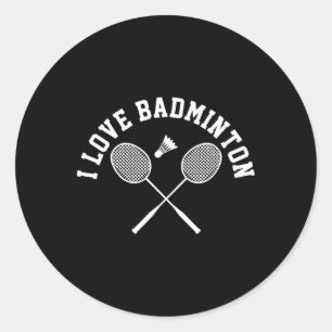 I Love Badminton Player Gift Retro Style Classic Round Sticker