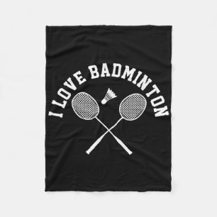 I Love Badminton Player Gift Retro Style Fleece Blanket